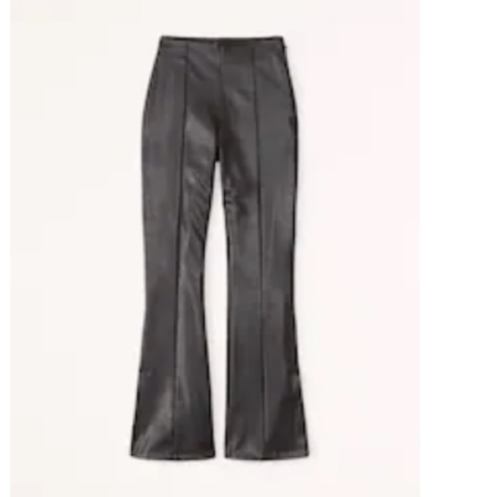 Black Abercrombie and Fitch split-hem flare Vegan leather pants!